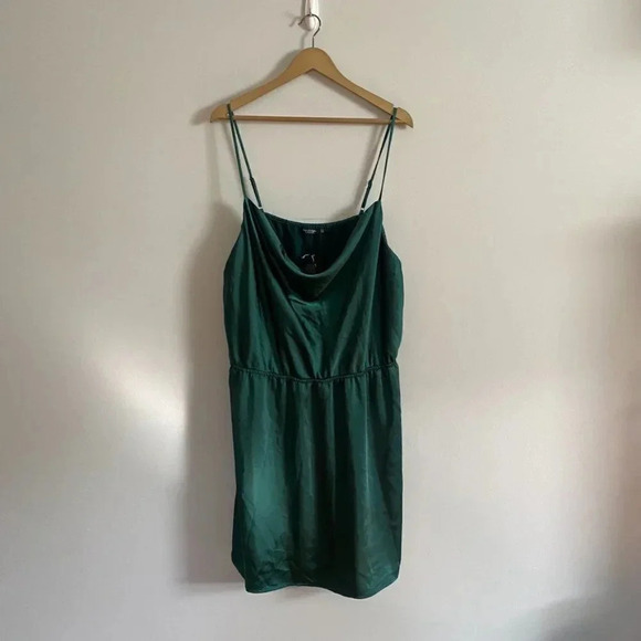NWT Nasty Gal Green Satin Slip Dress - Picture 7 of 12